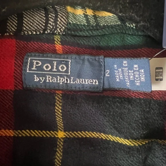 Women's  patchPlaid Button Down Shirt - Red, Green, Black - Picture 10 of 14